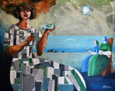 Malerei mit dem Titel "Conexão XI" von Vitor Moinhos, Original-Kunstwerk, Acryl