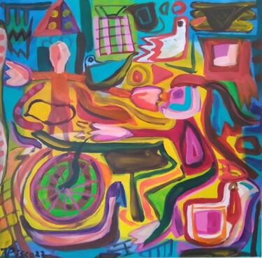 Pintura intitulada "Memórias de um palh…" por Vitor Pisco, Obras de arte originais, Acrílico