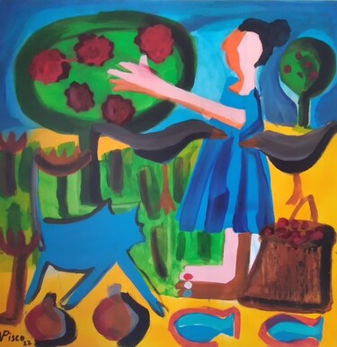 Pittura intitolato "Apanhando amoras co…" da Vitor Pisco, Opera d'arte originale, Acrilico