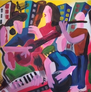 Painting titled "Banda de baile" by Vitor Pisco, Original Artwork, Acrylic