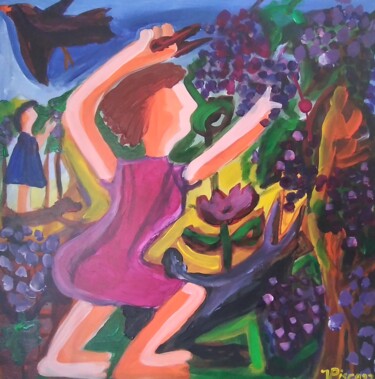 Peinture intitulée "As meninas da vindi…" par Vitor Pisco, Œuvre d'art originale, Acrylique