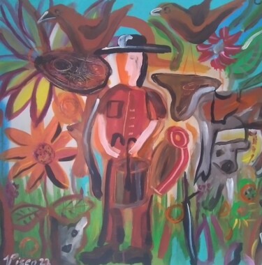 Malerei mit dem Titel "Pastor Alentejano" von Vitor Pisco, Original-Kunstwerk, Acryl