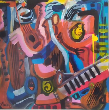 Peinture intitulée "Banda de Jazz" par Vitor Pisco, Œuvre d'art originale, Acrylique