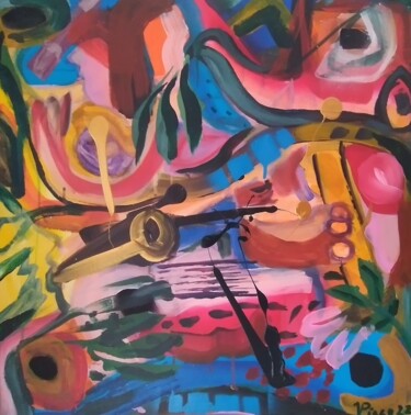 Malarstwo zatytułowany „Peace and music” autorstwa Vitor Pisco, Oryginalna praca, Akryl