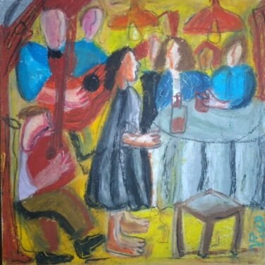 Pintura titulada "A fadista" por Vitor Pisco, Obra de arte original, Pastel