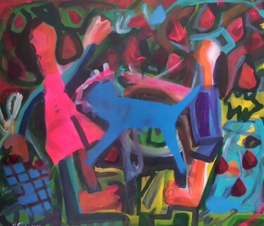 Painting titled "Menina e menino apa…" by Vitor Pisco, Original Artwork, Acrylic