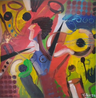 Painting titled "Music II" by Vitor Pisco, Original Artwork, Acrylic