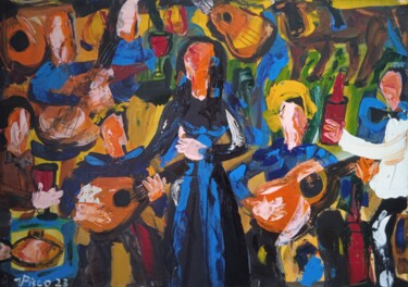 Painting titled "O Fado e o touro" by Vitor Pisco, Original Artwork, Acrylic