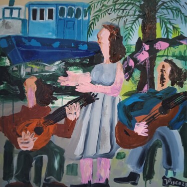 Painting titled "Fado em Setúbal" by Vitor Pisco, Original Artwork, Acrylic