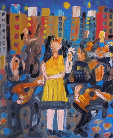 Pintura titulada "Fado na cidade" por Vitor Pisco, Obra de arte original, Acrílico