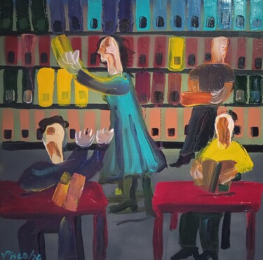 Painting titled "Prende le livre" by Vitor Pisco, Original Artwork, Acrylic
