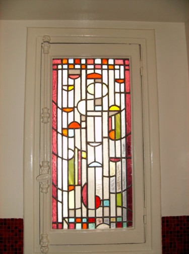 Painting titled "Vitrail Moderne" by Lucien Aydin, Original Artwork, Stained glass painting
