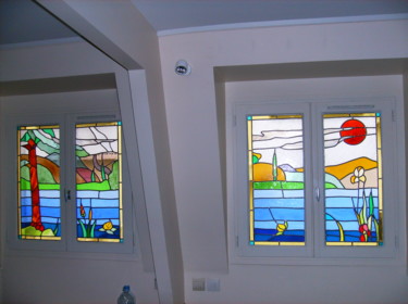 "Deux fenêtres en vi…" başlıklı Tablo Lucien Aydin tarafından, Orijinal sanat, Vitray boyama