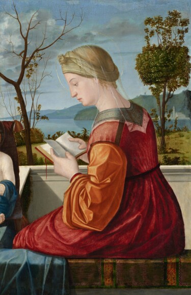 Pittura intitolato "Madonne lisant un l…" da Vittore Carpaccio, Opera d'arte originale, Olio