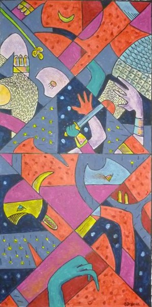 Peinture intitulée "la Guerre, puzzle I…" par Victor Valente, Œuvre d'art originale, Acrylique