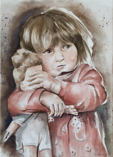 Peinture intitulée "ORRORI DELLA GUERRA" par Vittoriana Mascheroni, Œuvre d'art originale, Aquarelle Monté sur Carton