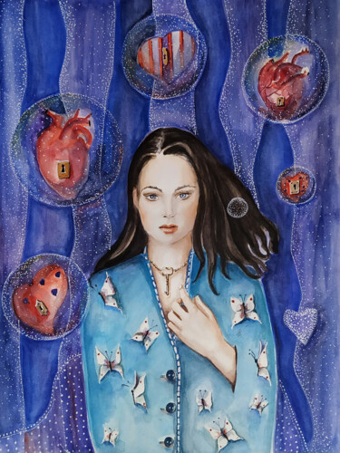 Painting titled "QUESTA È LA CHIAVE…" by Vittoriana Mascheroni, Original Artwork, Watercolor