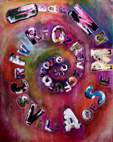 Painting titled "SPIRALE DI LETTERE" by Vittoriana Mascheroni, Original Artwork, Acrylic