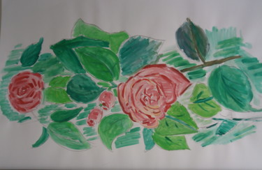 Painting titled "rose rosse 2" by Vittorio Magagna, Original Artwork, Watercolor
