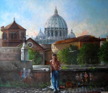 Painting titled "tolto il trucco" by Vittorio Murru, Original Artwork