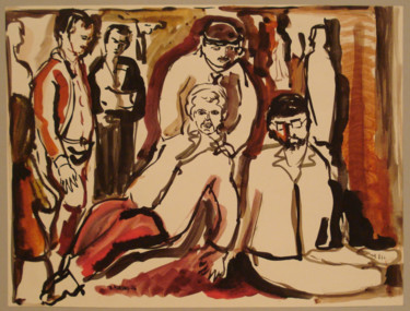 Pittura intitolato "Figura (cronaca), 1…" da Vittorio Paradisi, Opera d'arte originale, Inchiostro