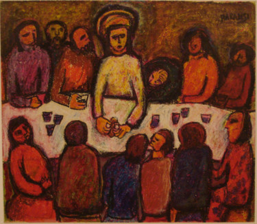 Pittura intitolato "Ultima cena, 1965" da Vittorio Paradisi, Opera d'arte originale, Tempera