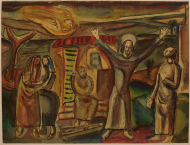 Pittura intitolato "Passo evangelico, 1…" da Vittorio Paradisi, Opera d'arte originale, Acquarello