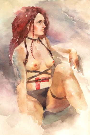 Painting titled "Harness" by Vitya Zakharchenko, Original Artwork, Watercolor