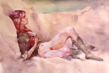 Peinture intitulée "Red Hair" par Vitya Zakharchenko, Œuvre d'art originale, Aquarelle