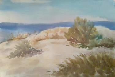 Painting titled "Sand Sea Wind" by Vitya Zakharchenko, Original Artwork, Watercolor