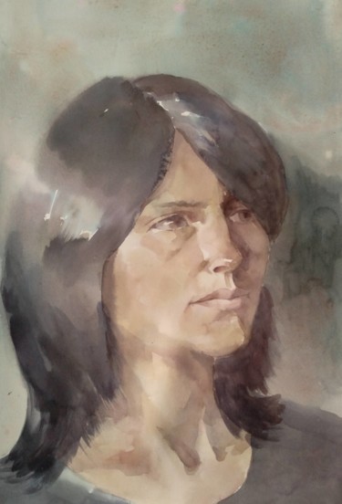Painting titled "Portrait of Kate" by Vitya Zakharchenko, Original Artwork, Watercolor