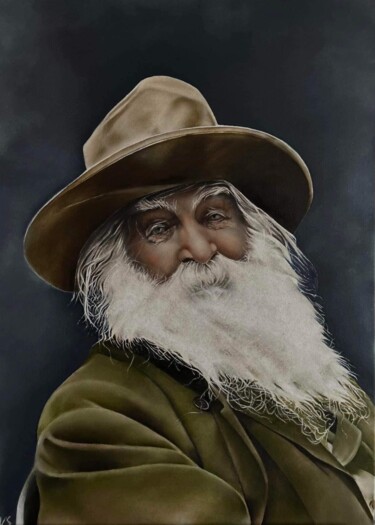 Peinture intitulée "Walt Whitman" par Viv Steyaert, Œuvre d'art originale, Huile