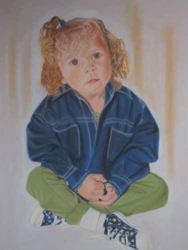 Pintura titulada "Fille assise" por Nadia Iglesia, Obra de arte original