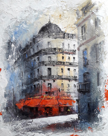Картина под названием "Parisian cafe. Urba…" - Alex Ziev, Подлинное произведение искусства, Акрил