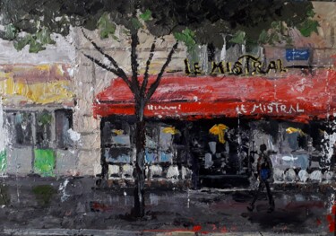 Картина под названием "Parisian cafe. Urba…" - Alex Ziev, Подлинное произведение искусства, Акрил