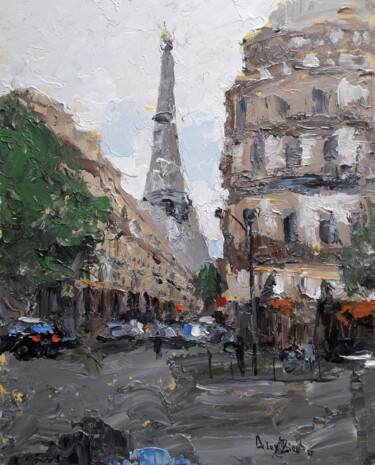 Картина под названием "Cityscap Paris Pain…" - Alex Ziev, Подлинное произведение искусства, Акрил