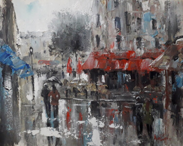 Картина под названием "Evening Paris. Rain…" - Alex Ziev, Подлинное произведение искусства, Акрил
