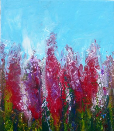 Peinture intitulée "abstraction-florale…" par Viviane Farrugia, Œuvre d'art originale, Acrylique