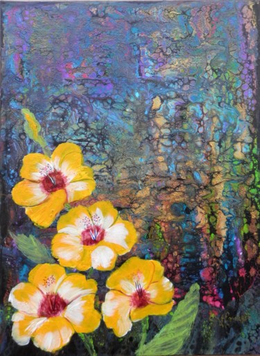 Peinture intitulée "Abdtraction florale…" par Viviane Farrugia, Œuvre d'art originale, Acrylique