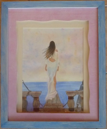 Peinture intitulée "TENTATION OCEANE" par Viviane Farrugia, Œuvre d'art originale, Aquarelle