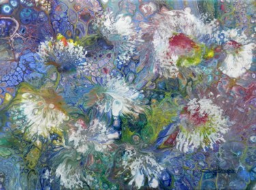 Painting titled "abstraction-florale…" by Viviane Farrugia, Original Artwork, Acrylic