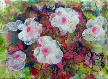 Peinture intitulée "abstraction-florale…" par Viviane Farrugia, Œuvre d'art originale, Acrylique