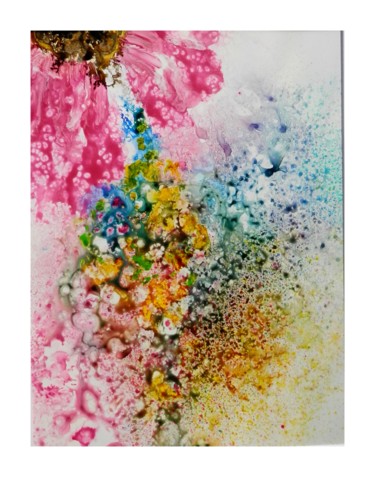 Peinture intitulée "pluie de fleurs" par Viviane Farrugia, Œuvre d'art originale, Aquarelle