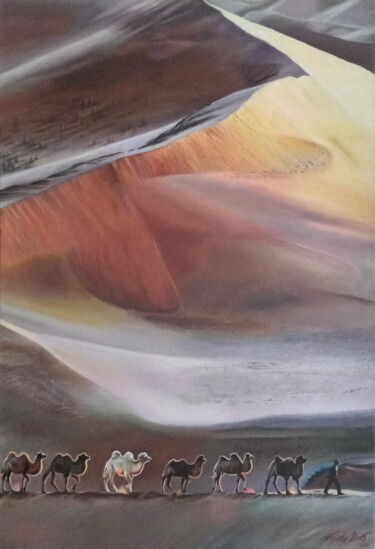 Painting titled "Desert" by Vívian Lima, Original Artwork, Oil