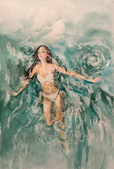 Painting titled "feeling water" by Vivian Narduzzi, Original Artwork, Watercolor