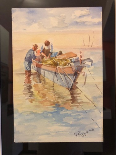 Malerei mit dem Titel "Pescatori (Nunziant…" von Irpinian Art Gallery (Viviana Miele), Original-Kunstwerk, Aquarell Auf Holz…