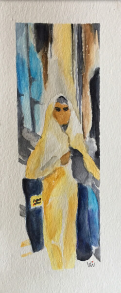 Pintura intitulada "« Femme musulmane à…" por Viviane Arsenault (Viv), Obras de arte originais, Aquarela