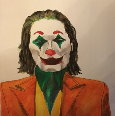 Painting titled "Joker" by Viviane Arsenault (Viv), Original Artwork, Watercolor