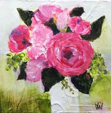 Peinture intitulée ""Les Pivoines de Lo…" par Viviane Arsenault (Viv), Œuvre d'art originale, Acrylique