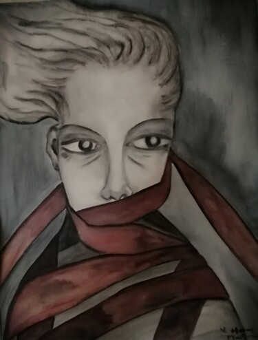 Malerei mit dem Titel "Mutique" von Viviane Henry Machemin, Original-Kunstwerk, Aquarell